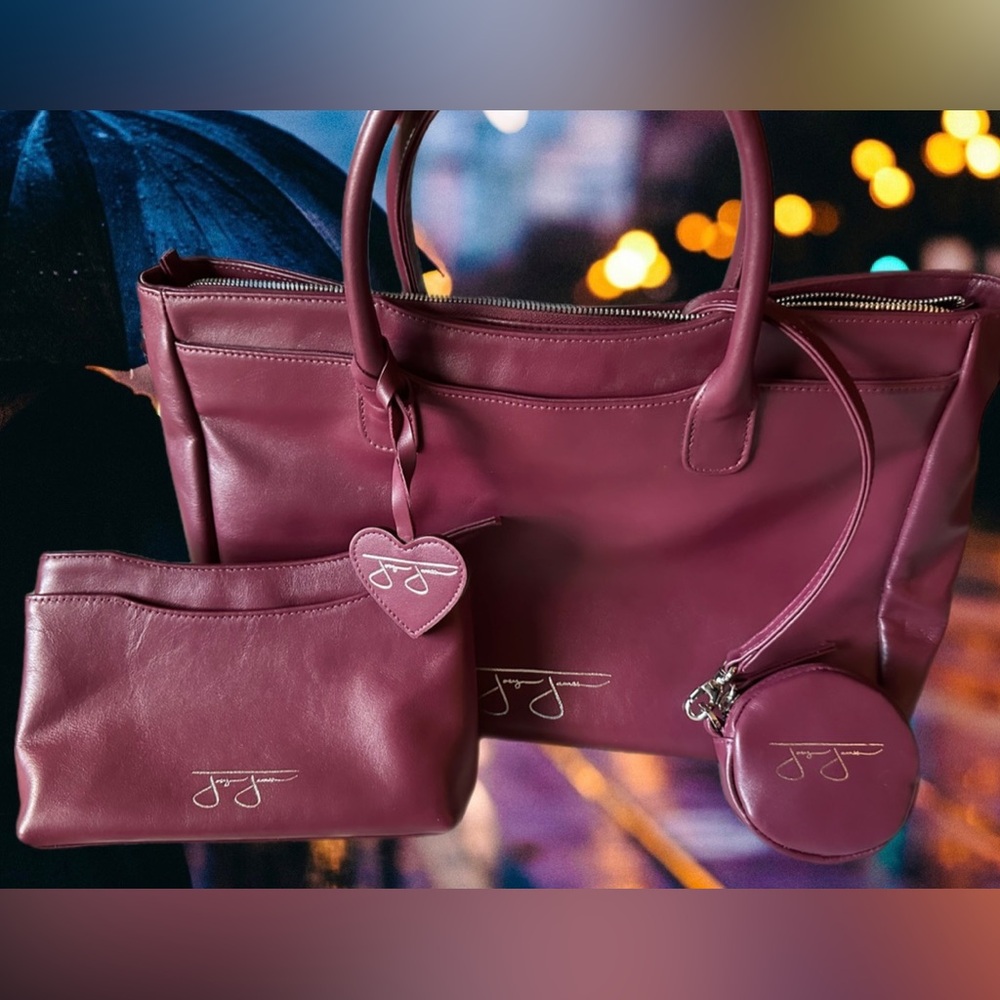 Joey James THE LABEL “Traci Bag” in Plum Leather Shoulder Bag with extras NWOT